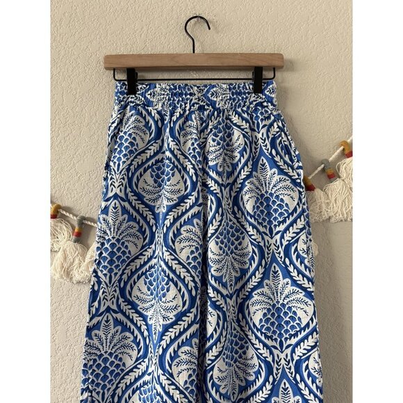 Panama Jack Linen Blend Pineapple Floral Wide Leg Pull On Pant Tropical Coastal - Picture 3 of 8